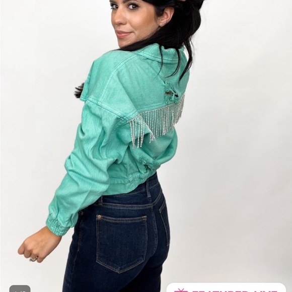 🔥💚VERVET CROPPED DENIM JACKET💚🔥 - Picture 2 of 5